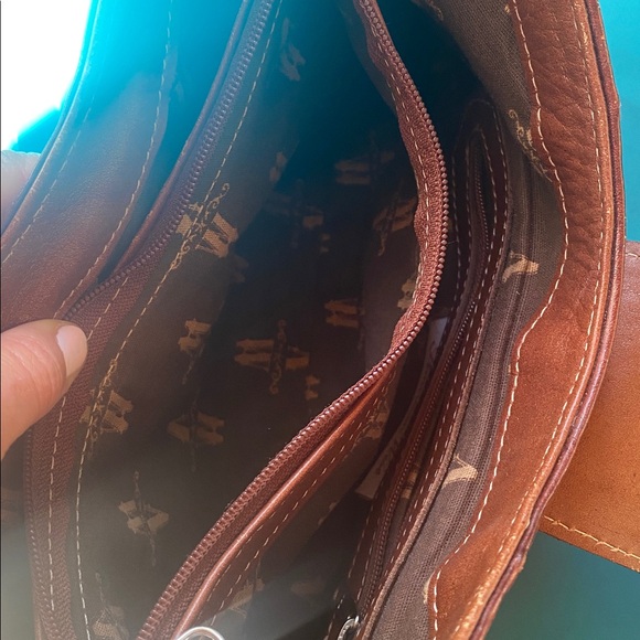 American West Western Cowgirl Brown Leather Embossed Shoulder Bag - Picture 10 of 11